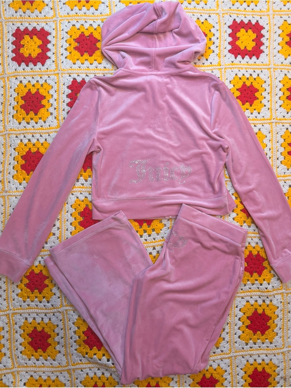 Juicy Couture Velour OG Y2k Tracksuit Set Pants Jacket Velour ROSE Size L